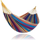 SUNCREAT Outdoor Double Hammock, Portable Tree Colorful Hammock, Colorful Stripes