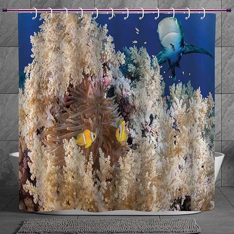 Stylish Shower Curtain 2 0 Sea Animal Decor Reef With Little