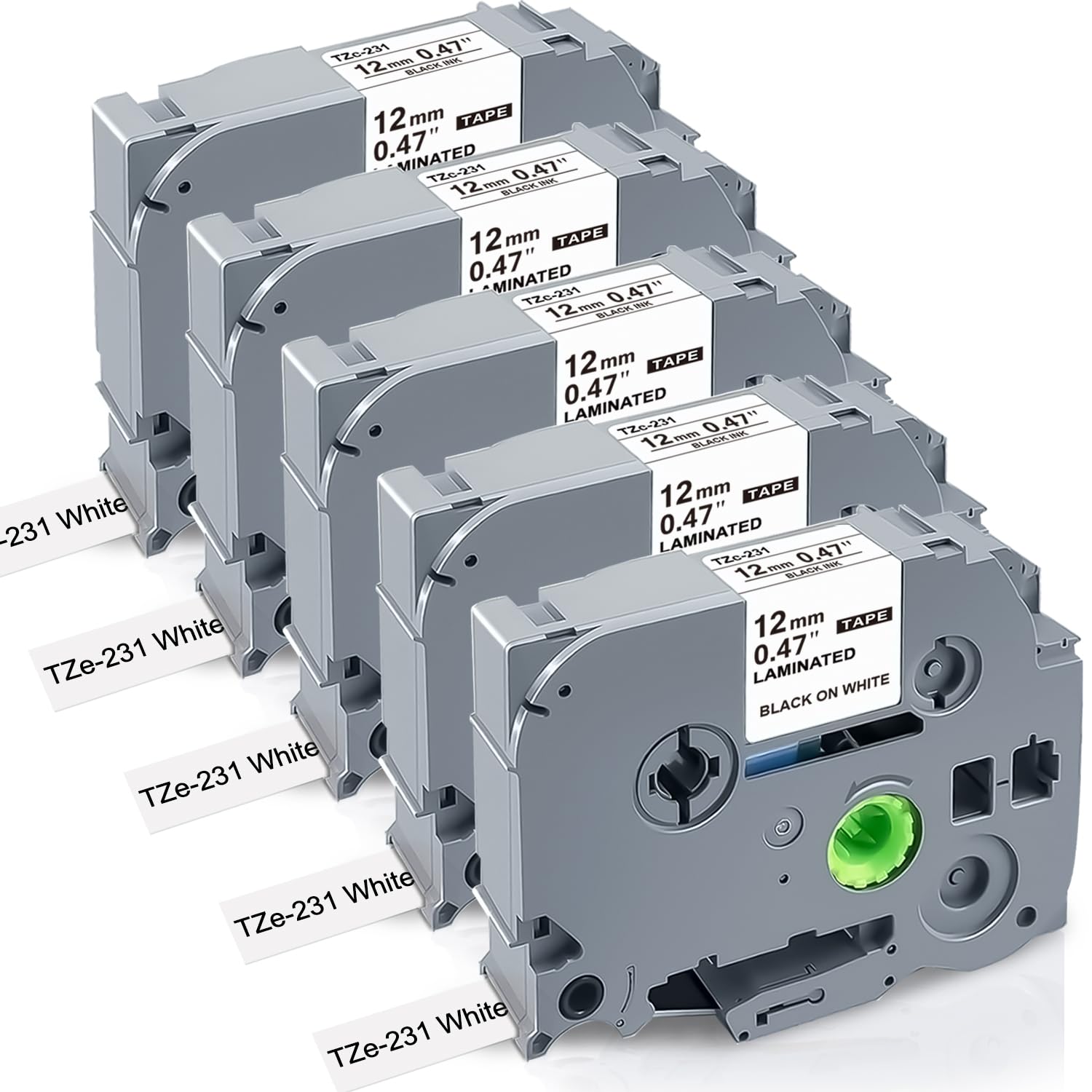 Photo 1 of 5Pack TZE-231 12mm ½” 0.47 Laminated White Label Maker Tape Refill Replace for Brother P Touch Label Tape TZe231 Compatibel with Brother p-Touch Label Maker, Perfect for Indoor or Outdoor Use