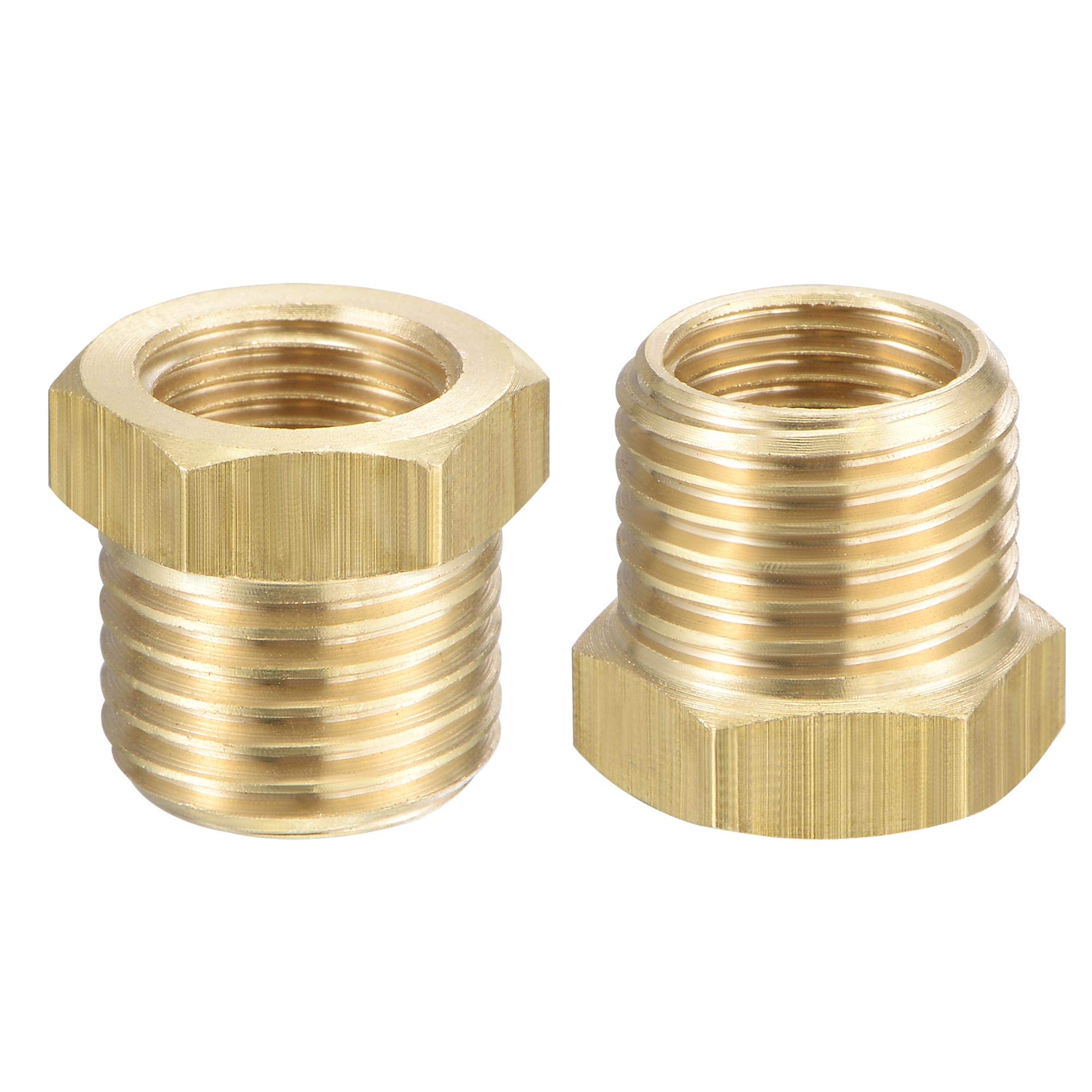 sourcing map Brass Pipe Fitting Reducer Adapter 1/4" BSPP Male x 1/8" BSPP Female for Water Oil Air Pressure Gauge Temp Sensor, Pack of 2