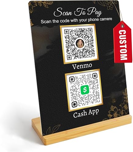 Pahdecor Benutzerdefinierte 3D Multi QR Code Social Media Zeichen Personalisierte Venmo Instagram Facebook Cashapp Business Zahlung Zeichen Salon Beauty Friseure Kosmetikerin Zeichen (Clear Pahdecor Benutzerdefinierte 3D Multi QR Code Social Media Zeichen Personalisierte Venmo Instagram Facebook Cashapp Business Zahlung Zeichen Salon Beauty Friseure Kosmetikerin Zeichen (Clear