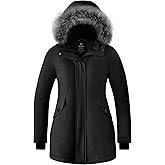wantdo Women's Winter Coat Waterproof Puffer Jacket Thicken Parka with Fur Hood