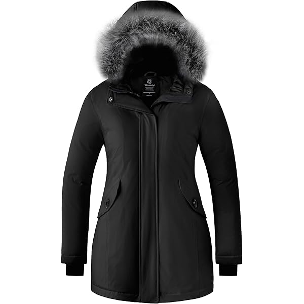 1 Madison Ladies' Water Resistant Long Parka with Faux Fur Hood (M