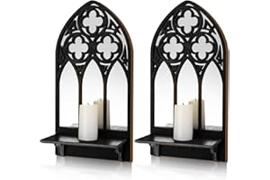 XLSXEXCL Gothic Sconces Wall Decor Set of 2, Arched Church Wall Sconces Decorative Gothic Wall Decor for Living Room, Bathroom, Dining Room