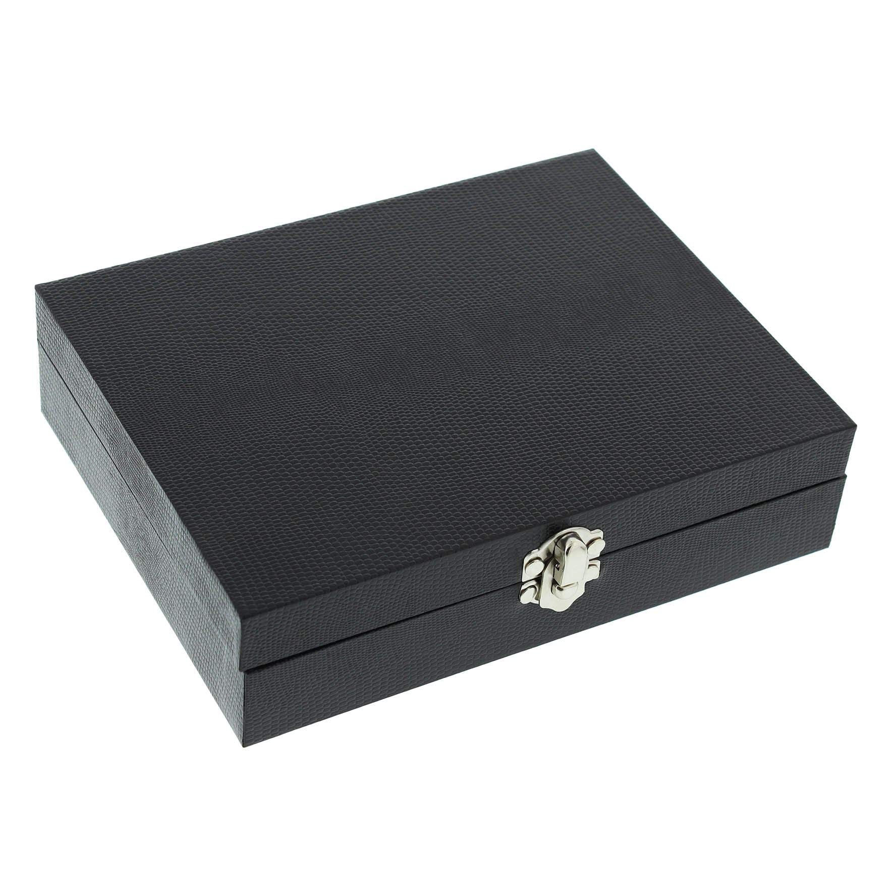 Harvey Makin Lizard Skin Finish Cufflink Box Holds 12 Cufflinks