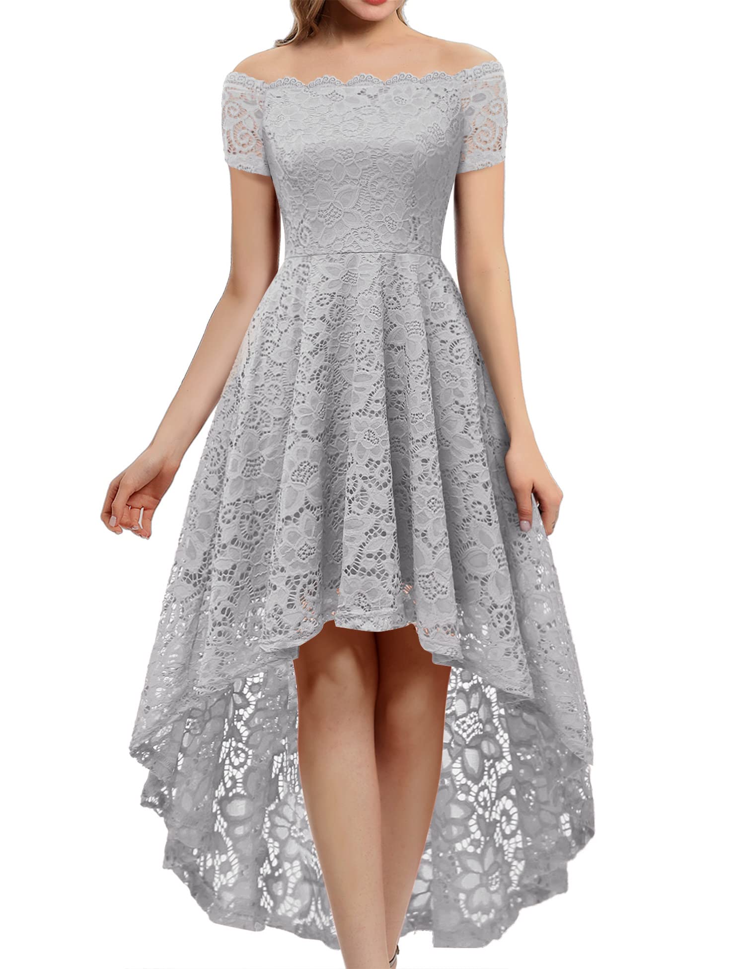 Dressystar Women's Lace Cocktail Dress Hi-Lo Off