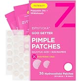 ZitSticka Pimple Patches for Face, Hydrocolloid Acne Patches, 36 Count | Fast-acting acne patches for face to cover zits and blemishes. Effective hydrocolloid patches for clear skin.