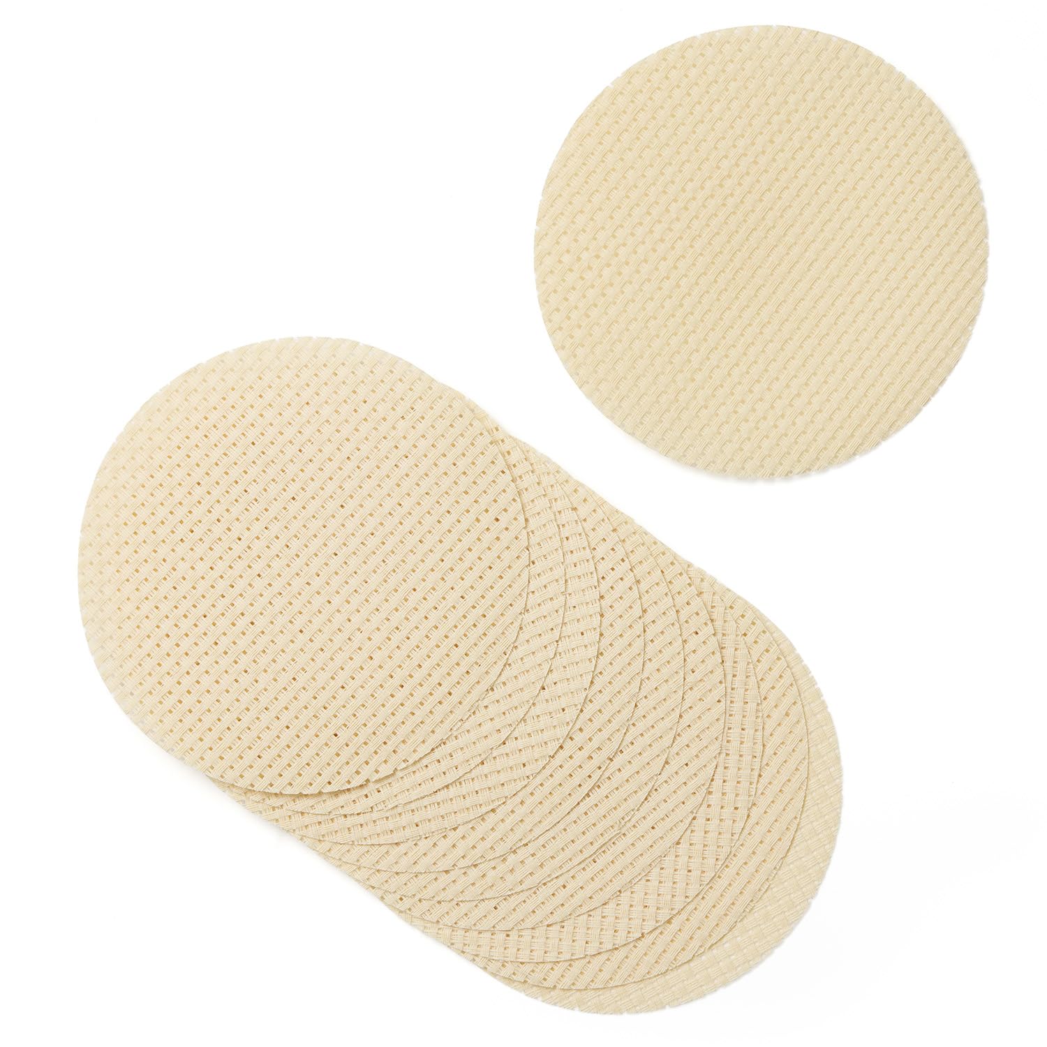 Springboard Cross Stitch Fabric Circles - 10-Pack of Binca Mesh for Sewing - 100% Cotton, 6-Count Embroidery Fabric for Kids - Cross Stitch Accessories - 15 cm Diameter Circles - Cream โ image 1