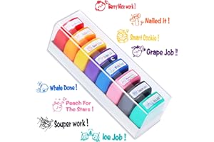 Tmtains 8Pcs Teacher Stamps for Classroom Self-inking Stamps for Teachers Funny Personalized Teacher Stamps for Grading Office Teacher Supplies for Classroom Elementary Homework Reward with Bonus Tray