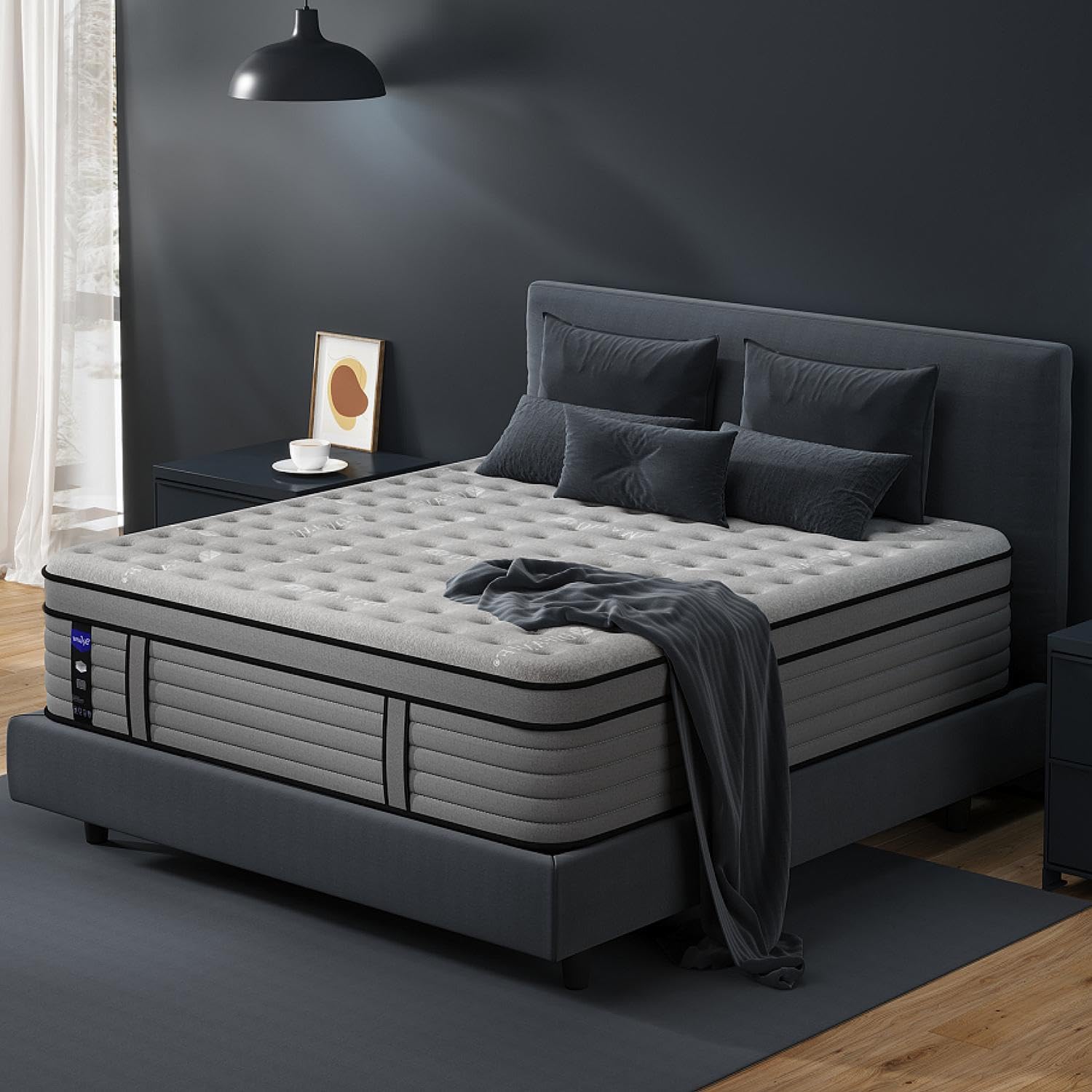 Photo 1 of DIFAME 14 Inch California King Mattress, Firm Hybrid Mattress Cal King in a Box with Gel Memory Foam, Individually Pocket Spring, Breathable & Cooling Fabric, Pressure & Back Pain Relief, Edge Support