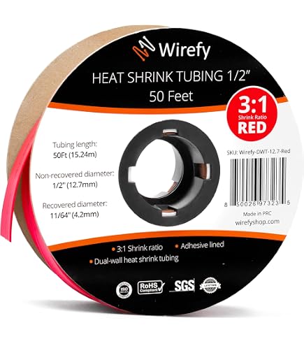 50 FT Red 1/2 13mm Polyolefin 2:1 Heat Shrink Tubing 50 FT Red 1/2 13mm Polyolefin 2:1 Heat Shrink Tubing