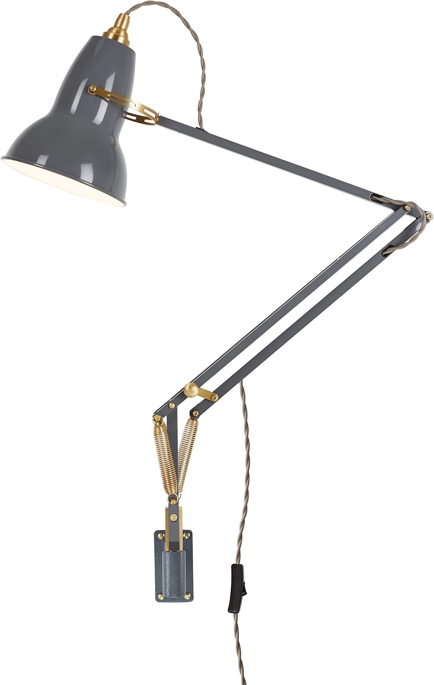 Anglepoise Original 1227 Brass Wall Mounted lamp, Elephant Grey [Energy Class A+]