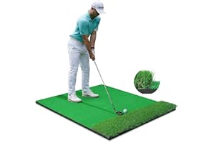 Ponsonbay Golf Mat, Thickening Golf Hitting Mat, Artificial Turf Practice Mat with 3 Golf Tee for Outdoor & Indoor Training Swing & Chipping in Backyard, Garage, Basement, Range, Golf Simulator