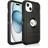 Phone Case for iPhone 15 Defender, Rugged Full-Body,2 Layers of Sturdy, Anti-Drop, Heavy Duty for Black iPhone 15 Case
