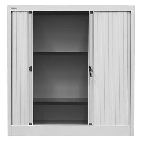Bisley Euro Rollladenschrank - 2 Fachböden, 2,5 Ordnerhöhen - Breite 800 mm, lichtgrau | ET408/10/2S.LG-AV7 - Aktenschrank Bü