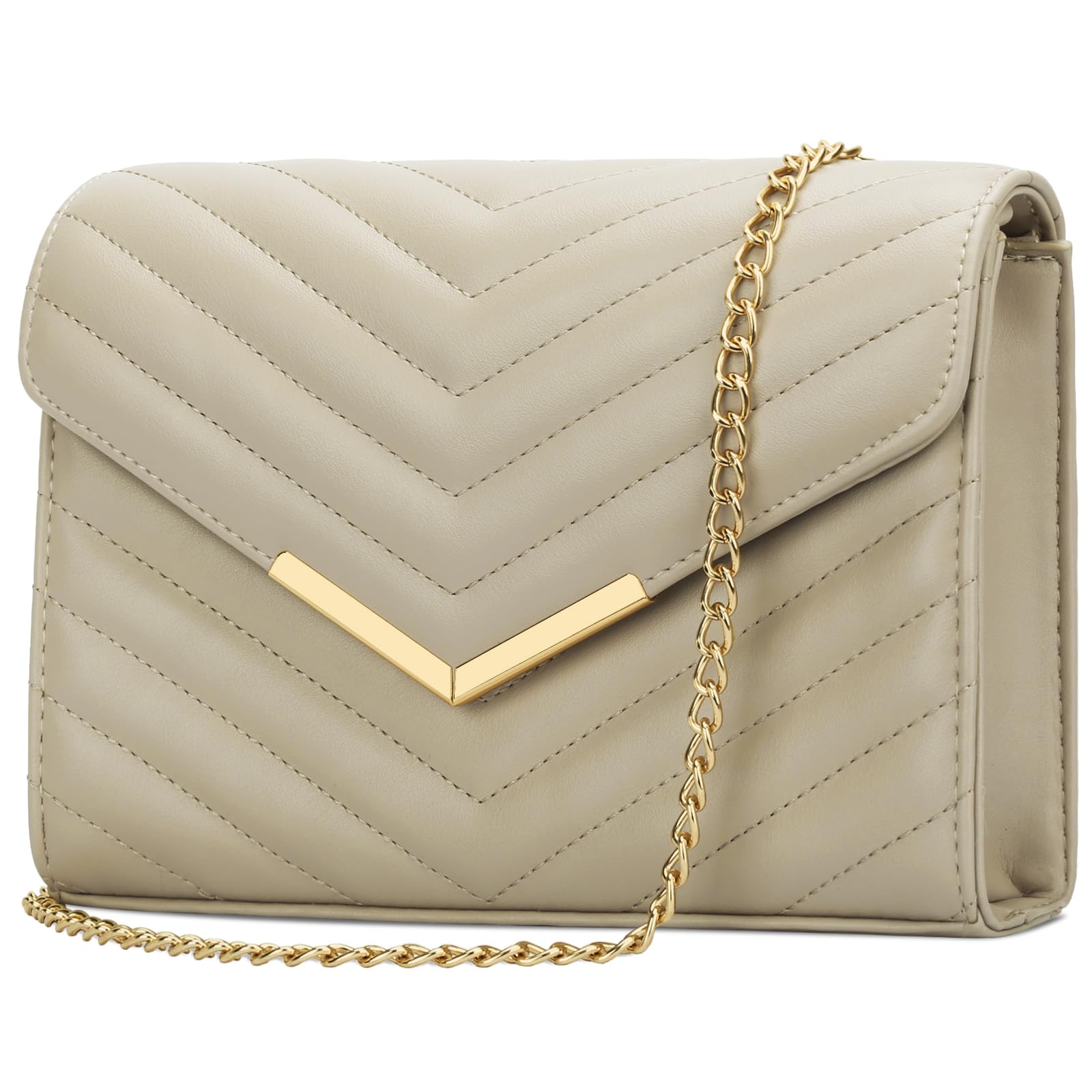 Photo 1 of KKXIU Women Formal Vegan Leather Evening Envelope Clutch Purses and Handbags for Party Wedding Prom Bridal (A-Beige)