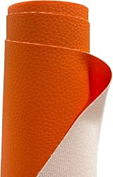 A-Express Grained Faux Leather Fabric 1m Bright Orange 140cm Wide