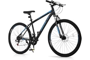 CamPingSurvivals 26/27.5" Mountain Bike 21 Speed Bikes for Adults, Men & Women Mountain Bike with High Carbon Steel Frame, All-Terrain Tires, Double Disc Brake and Suspension Fork