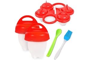LIBERHAUS Indvidual Egg Boiler for Hard Boiled Eggs - 6Pcs Silicone Poached Egg Cups for Boiling Eggs Hard Boiled Egg Maker Silicone Egg Mold - Poached Egg Cooker Hardboiled Egg Making Poached Egg Holder Mold