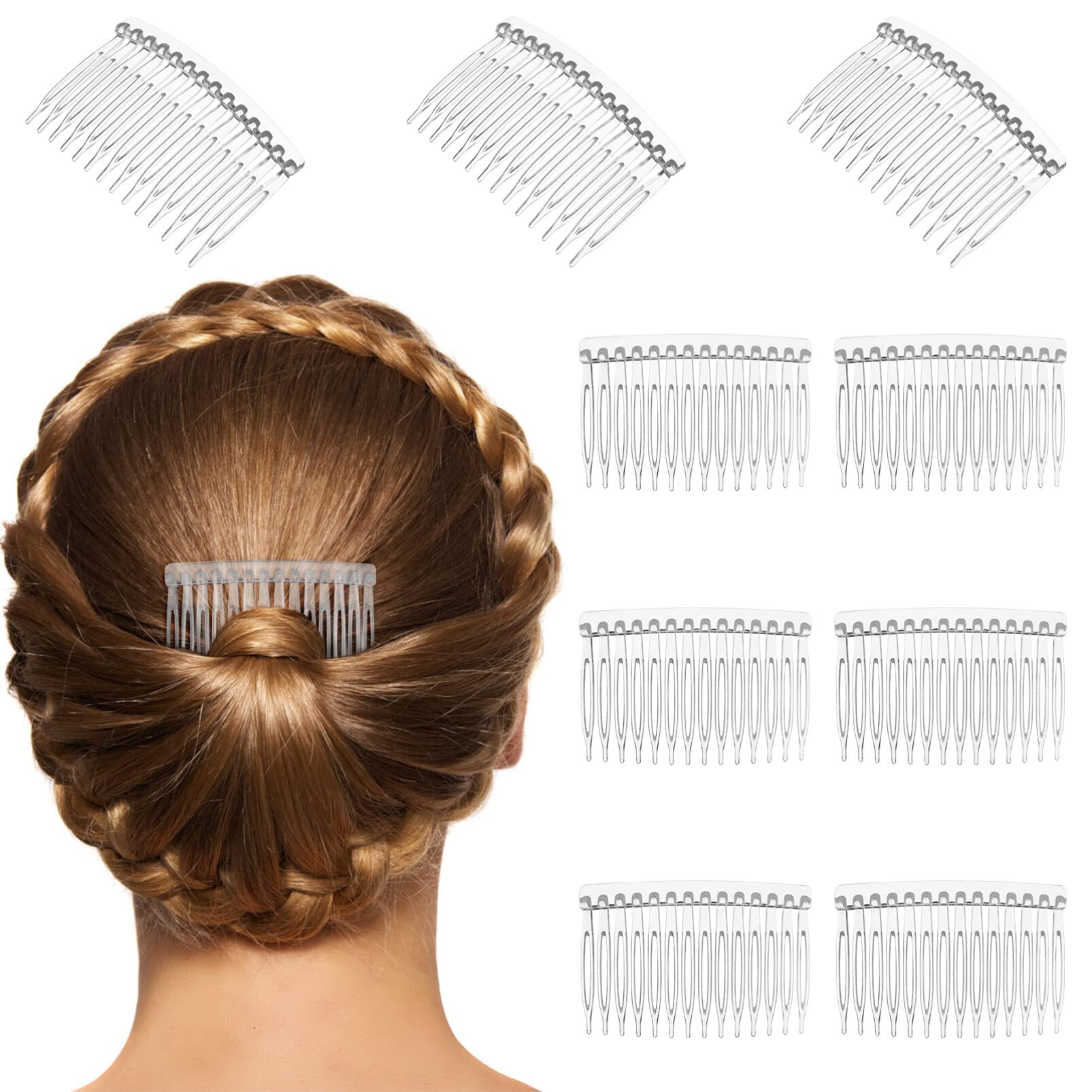 Beaupretty 10Pcs Transparent Plastic Side Hair Combs 14 Teeth Bridal Wedding Veil Clips for Women and Girls Medium to Long Hair Styling