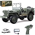 Hylukon Remote Control Car, 2.4Ghz 4WD Off Road RC Jeep Rock Crawler Vehicle with Linked Lights, 1:10 Scales All Terrain Remote Control Trucks RTR Hobby RC Car for Kids Adults