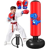 Qoosea Punching Bag for Kids 48in Dinosaur Toys Boxing Bag Set with Gloves | Inflatable Dinosaur Standing Punching Bag for Kid Birthday Christmas Gift for Boys Girls Karate Taekwondo Indoor Outdoor Toys