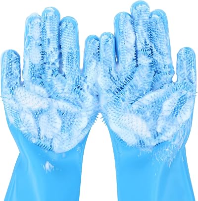 pecute Cleaning Gloves Multifunction Dog Cat Grooming Silicone Gloves Large