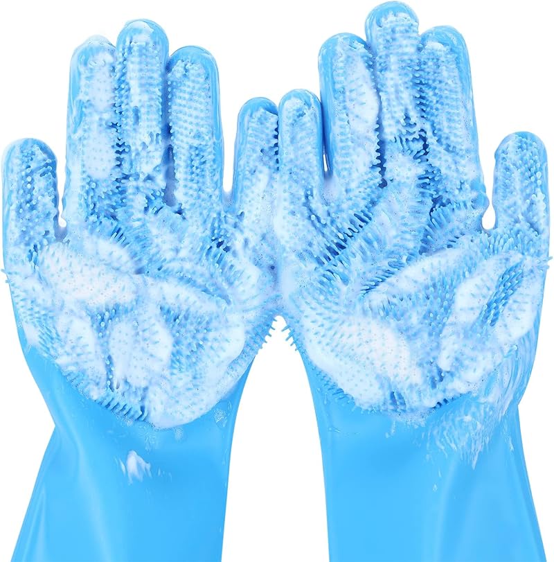 pecute Cleaning Gloves Multifunction Dog Cat Grooming Silicone Gloves Large