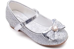 Furdeour Girls Dress Shoes Mary Jane Wedding Flower Bridesmaids Heels Glitter Princess Shoes for Kids Toddler