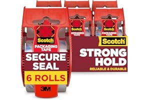 Scotch Secure Seal Packing Tape, Ultra Clear, Reliable and Durable Seal, 1.88 in x 800 in., 6 Packaging Rolls with Dispensers