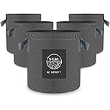 AC Infinity Heavy Duty Fabric Pots, 5 Gallon Aeration Grow Bags 5-Pack with 500G Thick Nonwoven Fabric and Multi-Purpose Ring