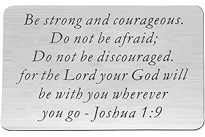 QIIER Christian Keychain Be Strong and Courageous Joshua 1:9 Bible Verse Dog Tag Keychain Religious Jewelry
