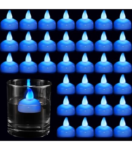 12-Pack Clear Blue Floating Candles - 1.75" Gel Discs (3-4 Hour Burn)
