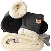 Chicduo 3 Pack Girls Fleece Lined Leggings Kids Winter Thick Warm Pants Fleece Pants Girls