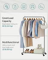 SONGMICS Clothes Rack on Wheels 91 cm Long with Storage Shelf Grey HSR025G01 view 3