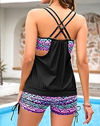 Holipick Women Black Purple Striped Geometry
