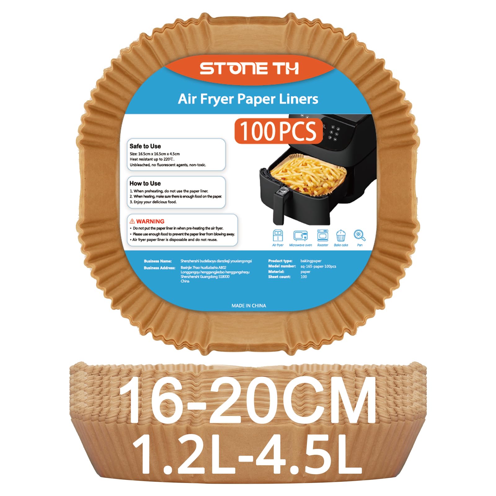 Stone TH 1.2L - 4.5L Air Fryer Paper Liners, 100PCS - 6.3 Inch Square Disposable Airfryer Parchment Paper Liners Accessories Compatible with Russell Hobbs Tower Bella Belaco COSORI Air Fryer