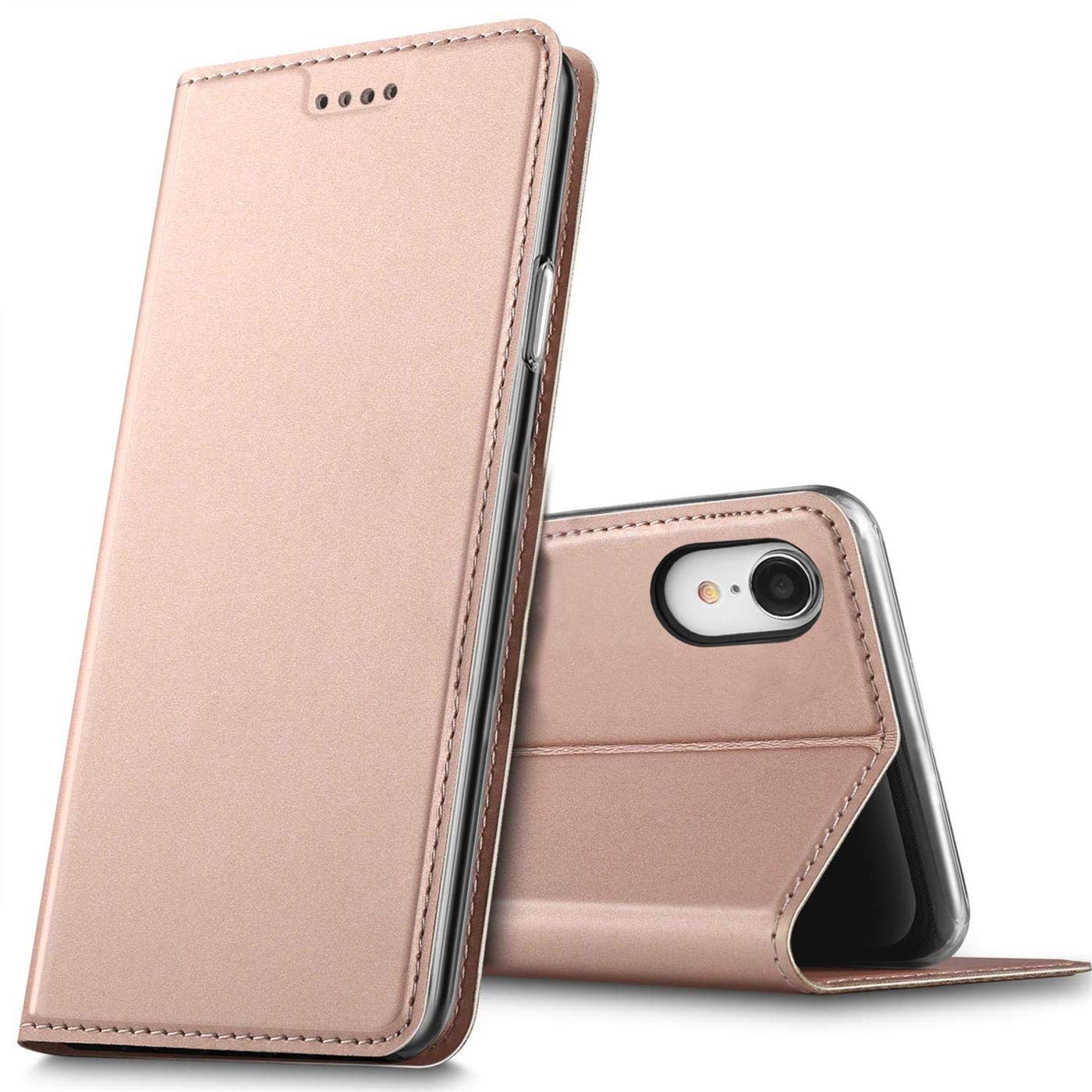 Verco Case compatible with Apple iPhone XR, Flip Wallet Cover with Magnetic Closure for iPhone XR Phone Case - rose gold