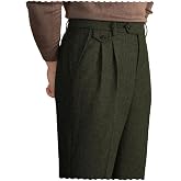 Mens Pants Tweed Herringbone Vintage Dress Pant Trousers Regular Fit Suit Pants for Men