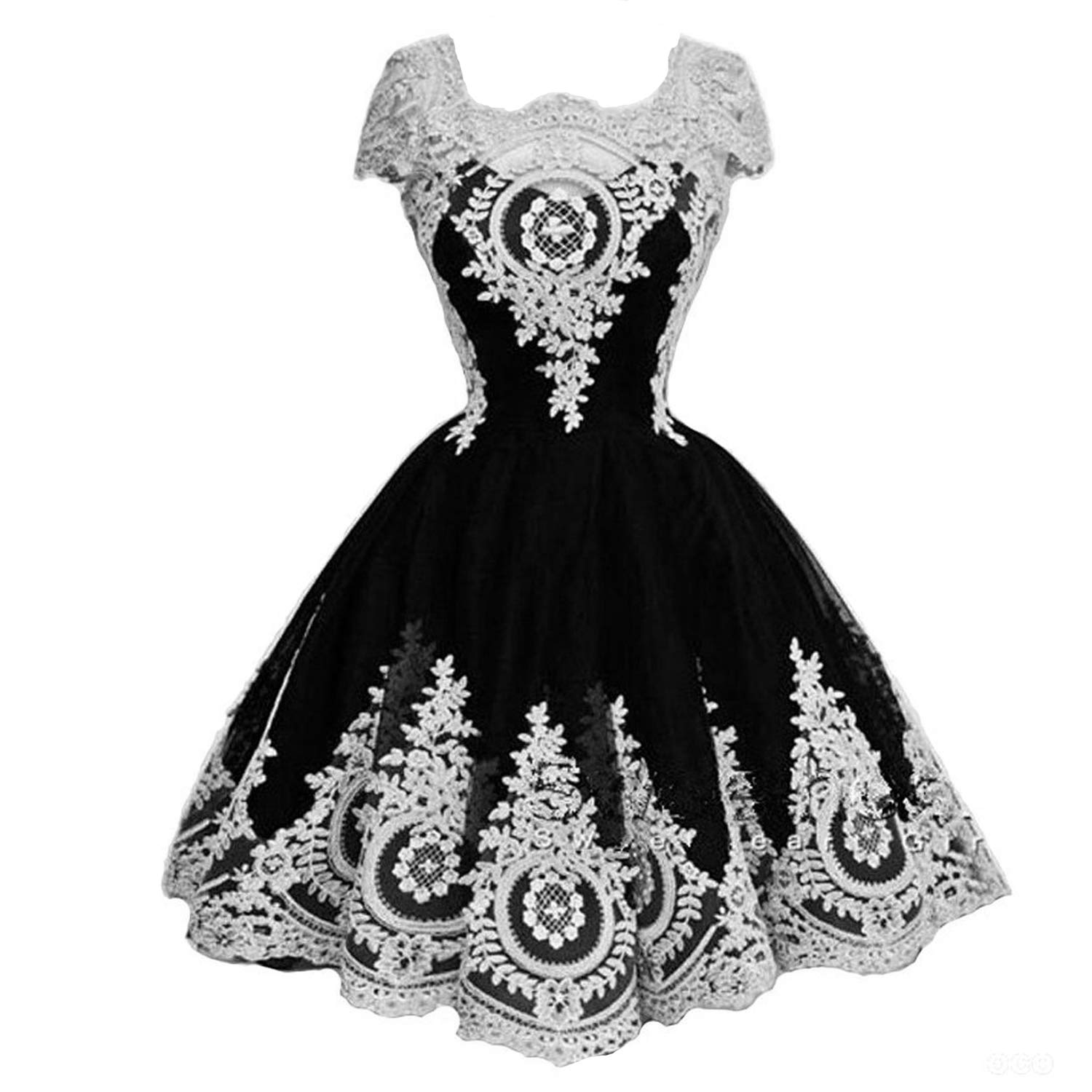 slim fit dress slacks A Line Black Ruffle Short Prom Dress Homecoming Dresses – jkprom main image 0