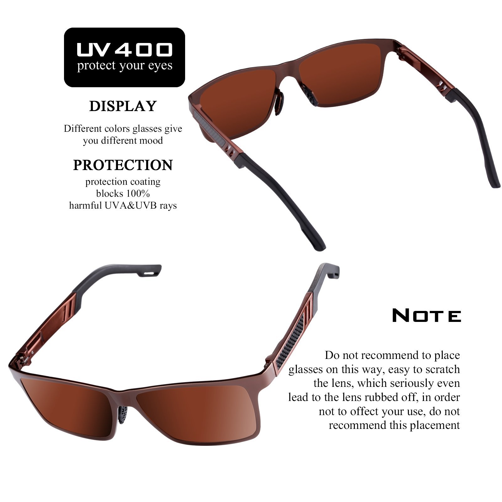 Sports Polarized Sunglasses for Men Driving Fishing Running Wayfarer Vintage Al-Mg Metal Frame Sun Glasses Brown