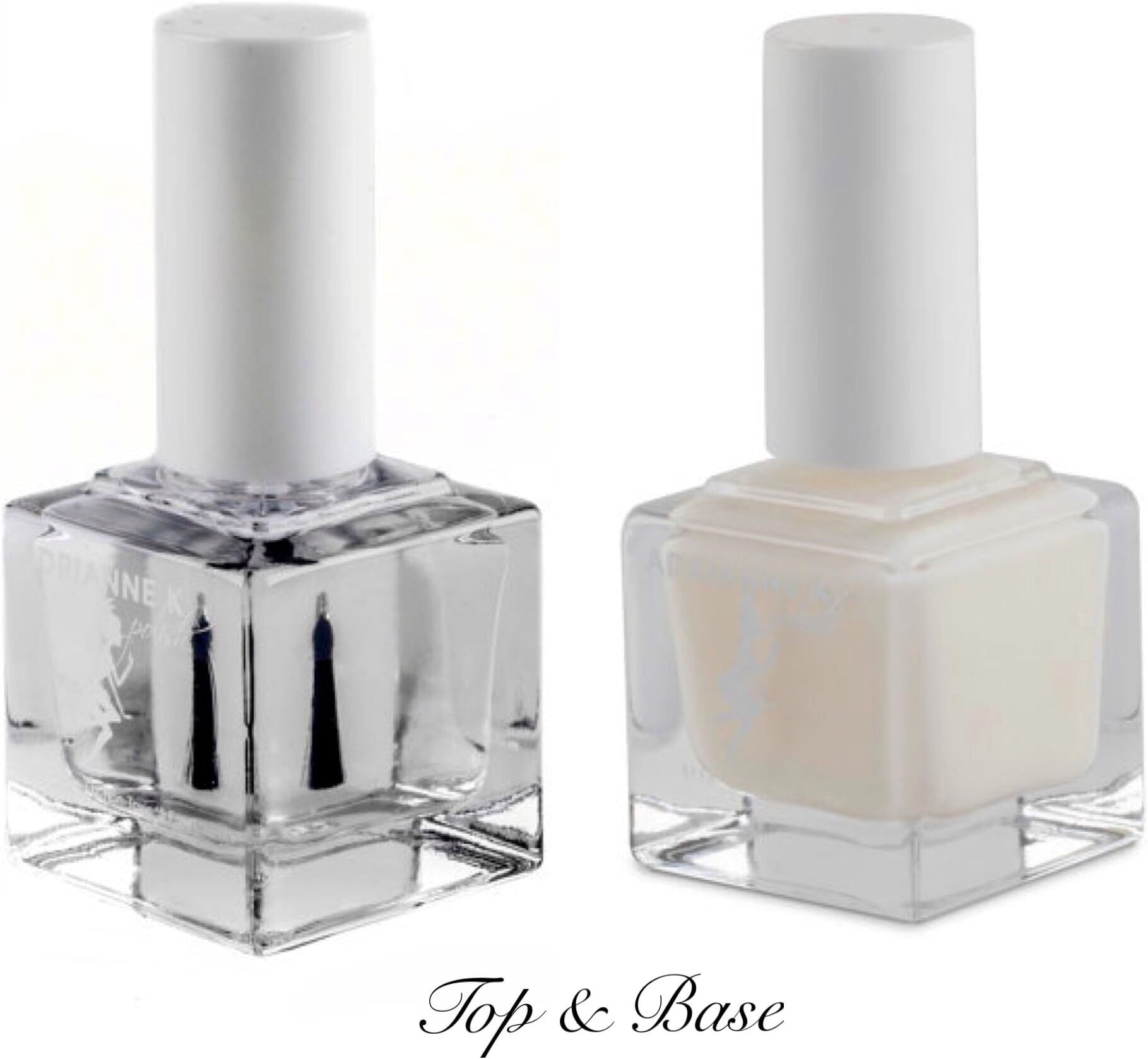 ADRIANNE K TOP+BASE COAT NOURISHING DUO MANICURE SET. NONTOXIC NAIL POLISH FOR STRONG NAILS. QUICK DRY! NAIL STRENGTHENER, VEGAN, .51 FL OZ