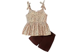 zarmfly Toddler Girls Clothes Summer Short Set Outfit Tie Knot Shoulder Sleeveless Ruffle Tops and Shorts 2PC Clothing Set