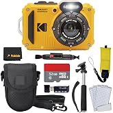 Kodak PIXPRO WPZ2 Rugged Waterproof Shockproof Digital Camera 16MP 4X Optical Zoom 1080P Full HD Video, 2.7 LCD (Yellow), 32GB SD Card, Black Compact Case, Floating Strap, Bundle (7 Items)
