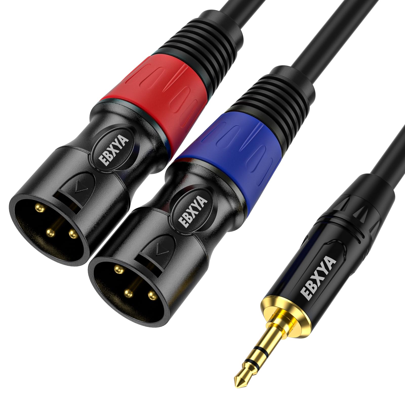 EBXYA Dual XLR Male to 3.5mm TRS Cable - 2M Mini Jack to XLR Stereo Y-Splitter Patch MICI Cable Breakout Lead