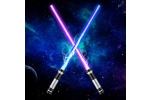 KUTUKU 2 Pcs Light Up Saber Lightsabers, Telescopic Extendable & Collapsable Sword Toys with 7 Colors, Motion Sensitive FX Sound,Halloween Dress Up Party Christmas Birthday Gift.