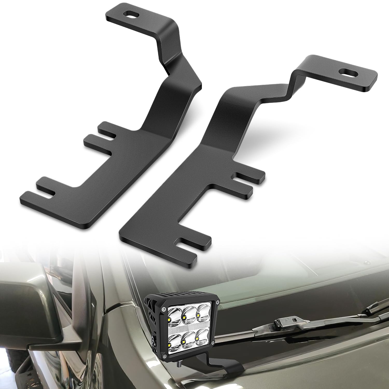 Photo 1 of Nilight Ditch Light Brackets Hood Hinges Mount Bracket Kit for Auxiliary Offroad LED Pod Work Lighting on 2015-2022 Chevy Colorado 2015-2021 GMC Canyon