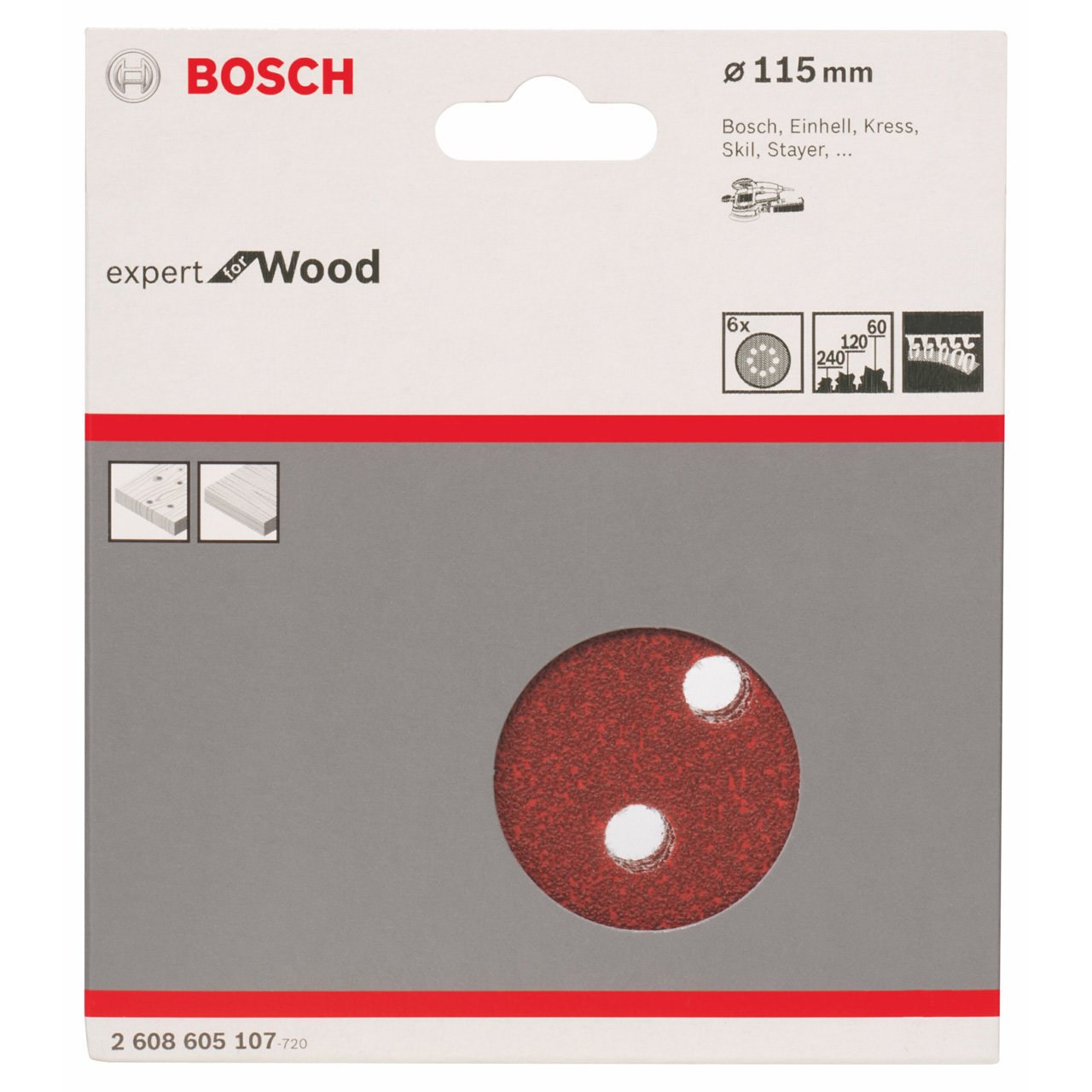 Bosch 2608605107 115 mm Sanding Sheets for Random Orbit Sanders