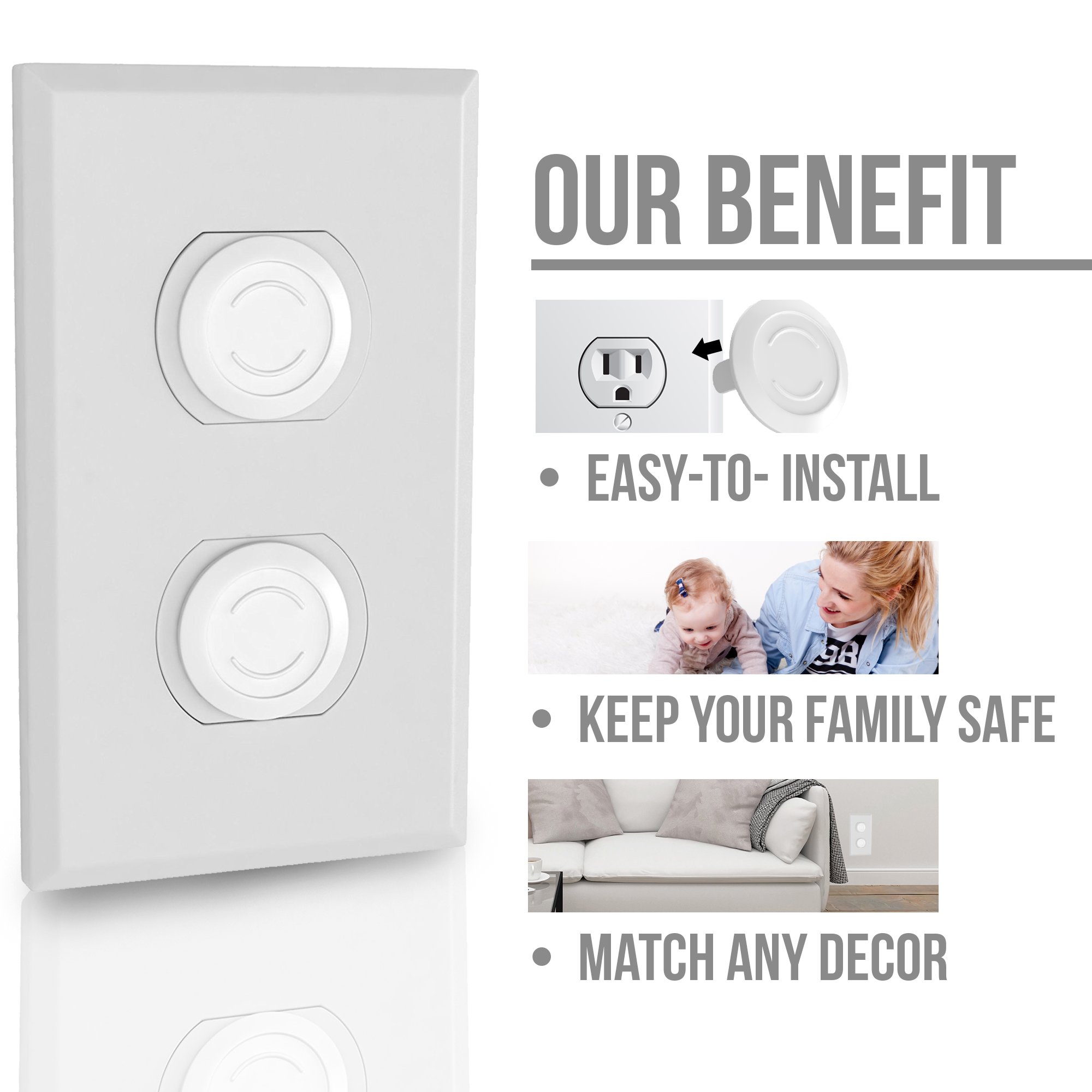 40 Pack Outlet Plugs Covers [PROTECT YOUR CHILD] Child Proof - Best Safety Electrical Power Socket Plug Wall Cover Protector - Plastic Baby Proofing Caps [PERFECT FIT] White (40 Pack)