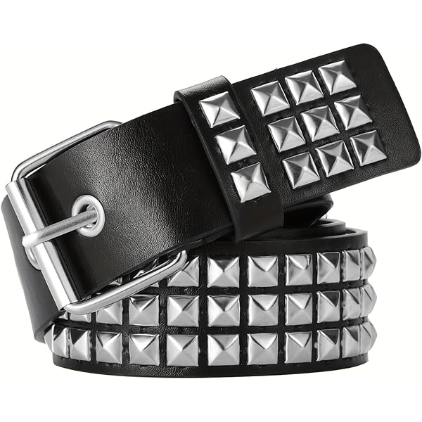 Amazon.com: LJJCSFF Pyramid Studded Belt Black Punk Belt  display picture 3